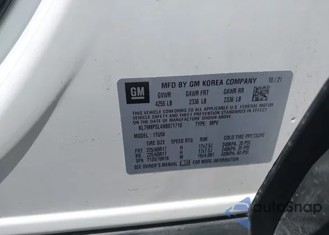 2022 Chevrolet Trailblazer Fwd Lt from USA, damaged, VIN KL79MPSL4NB071710